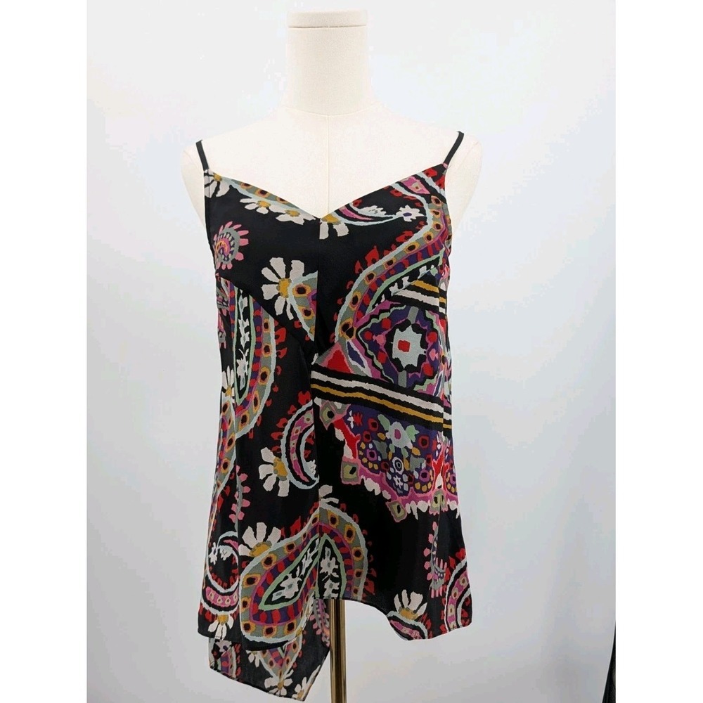 Anthropologie HD‎ In Paris Moonset Asymmetrical Floral 100% Silk Tank Top Size 0